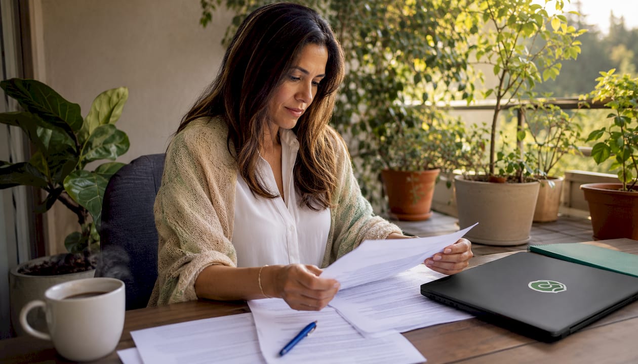 Mamá revisando los papeles para solicitar el permiso de lactancia