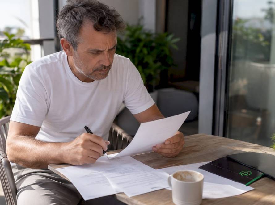 Hombre leyendo en casa su carta de despido