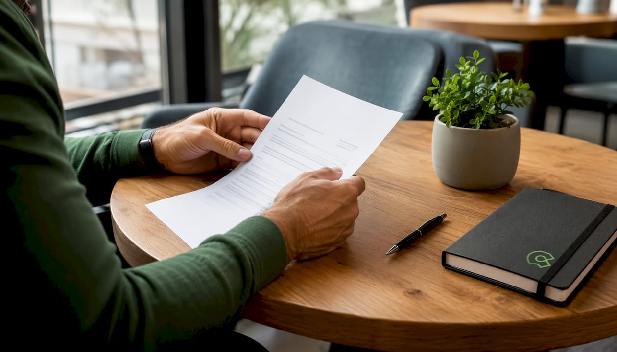 Persona firmando una solicitud para solicitar adaptación en el puesto de trabajo