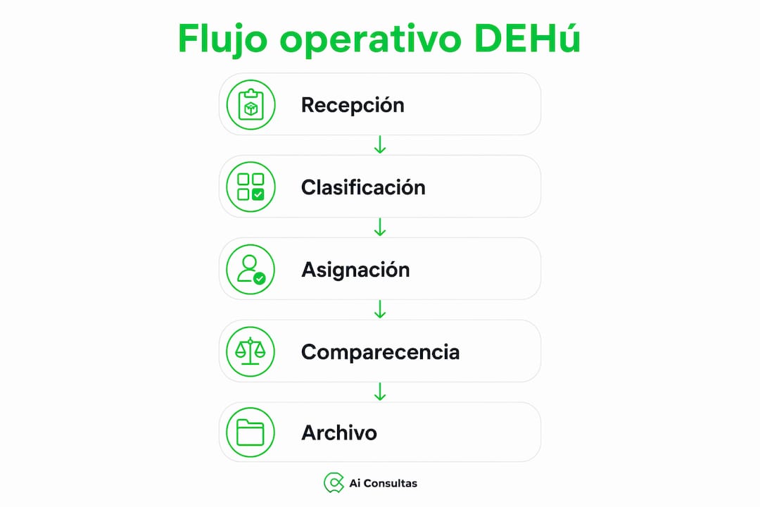 Esquema visual del proceso para gestionar las notificaciones DEHú