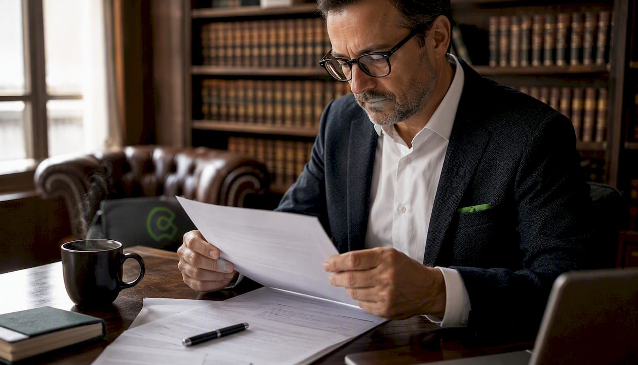 Unas manos sujetan documentos legales