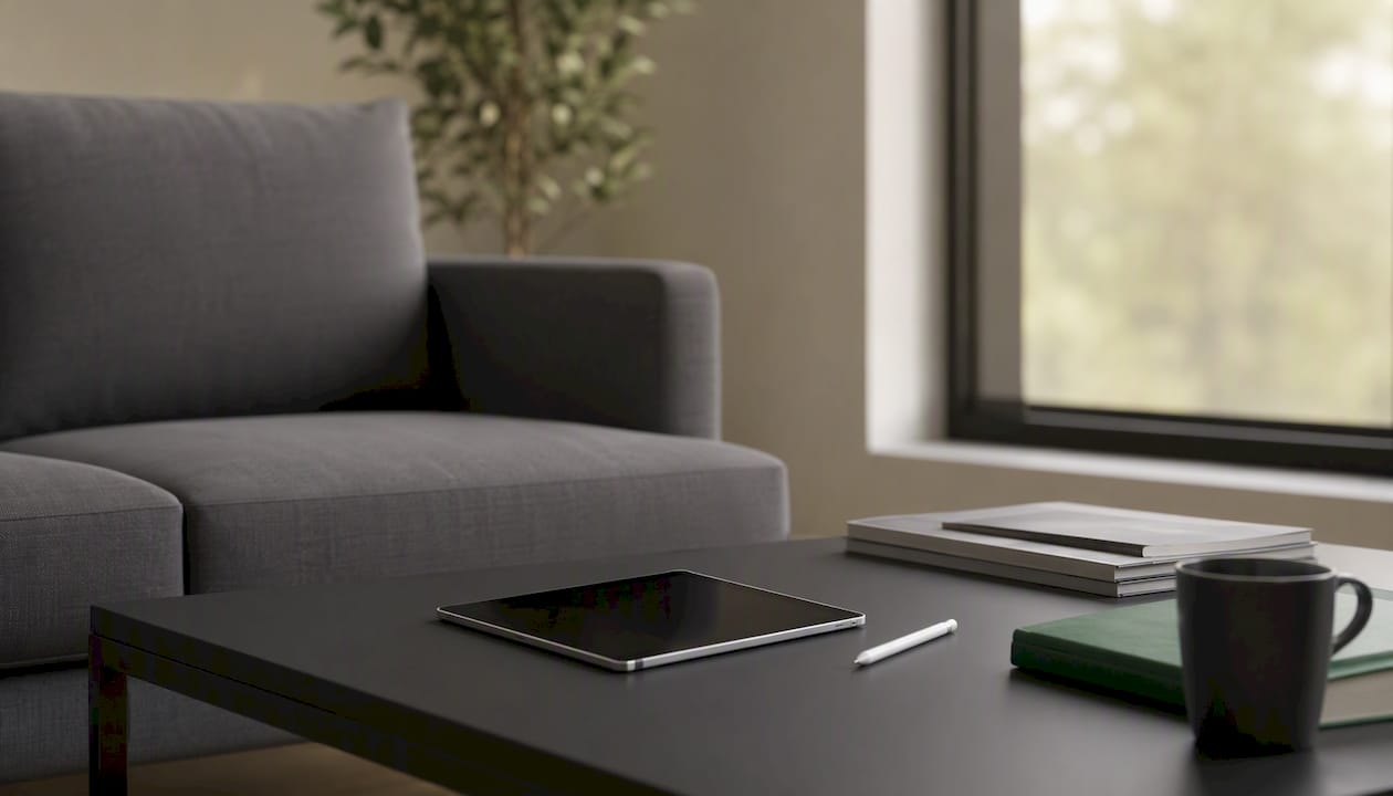 Materiales de formación jurídica sobre la mesa de reuniones