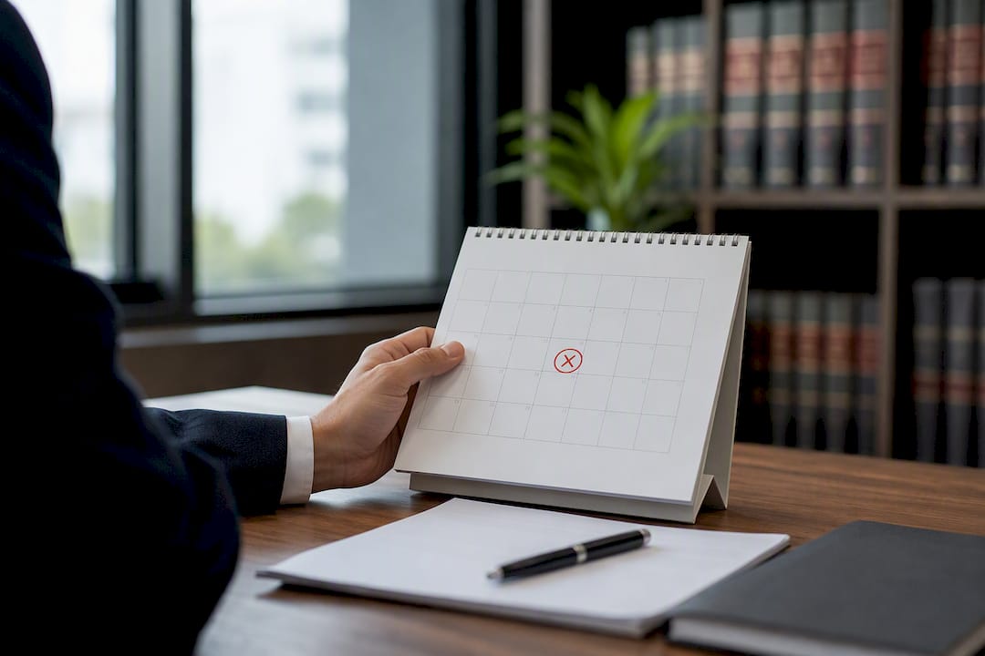 Mano señalando una fecha en el calendario para controlar la autorización