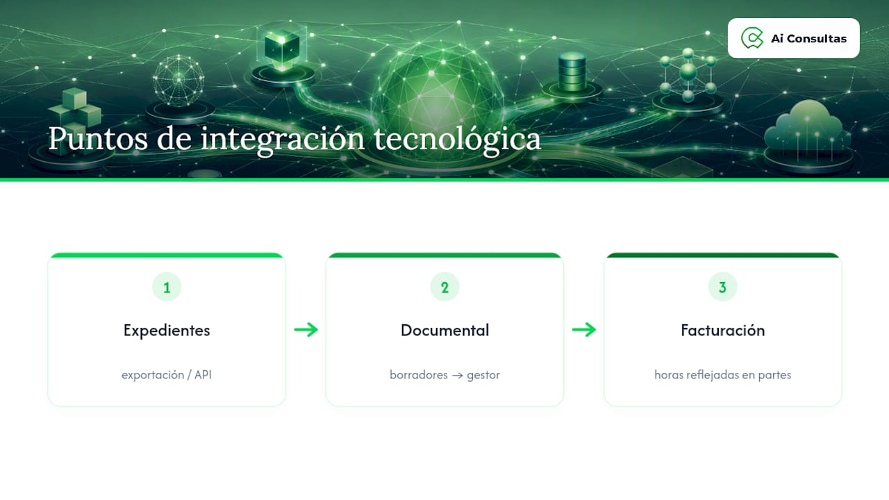 Tres áreas clave de integración tecnológica en el despacho