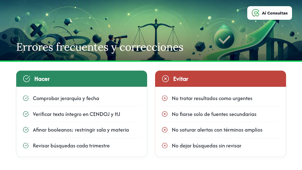 Errores frecuentes al seguir jurisprudencia y cómo corregirlos — overview diagram