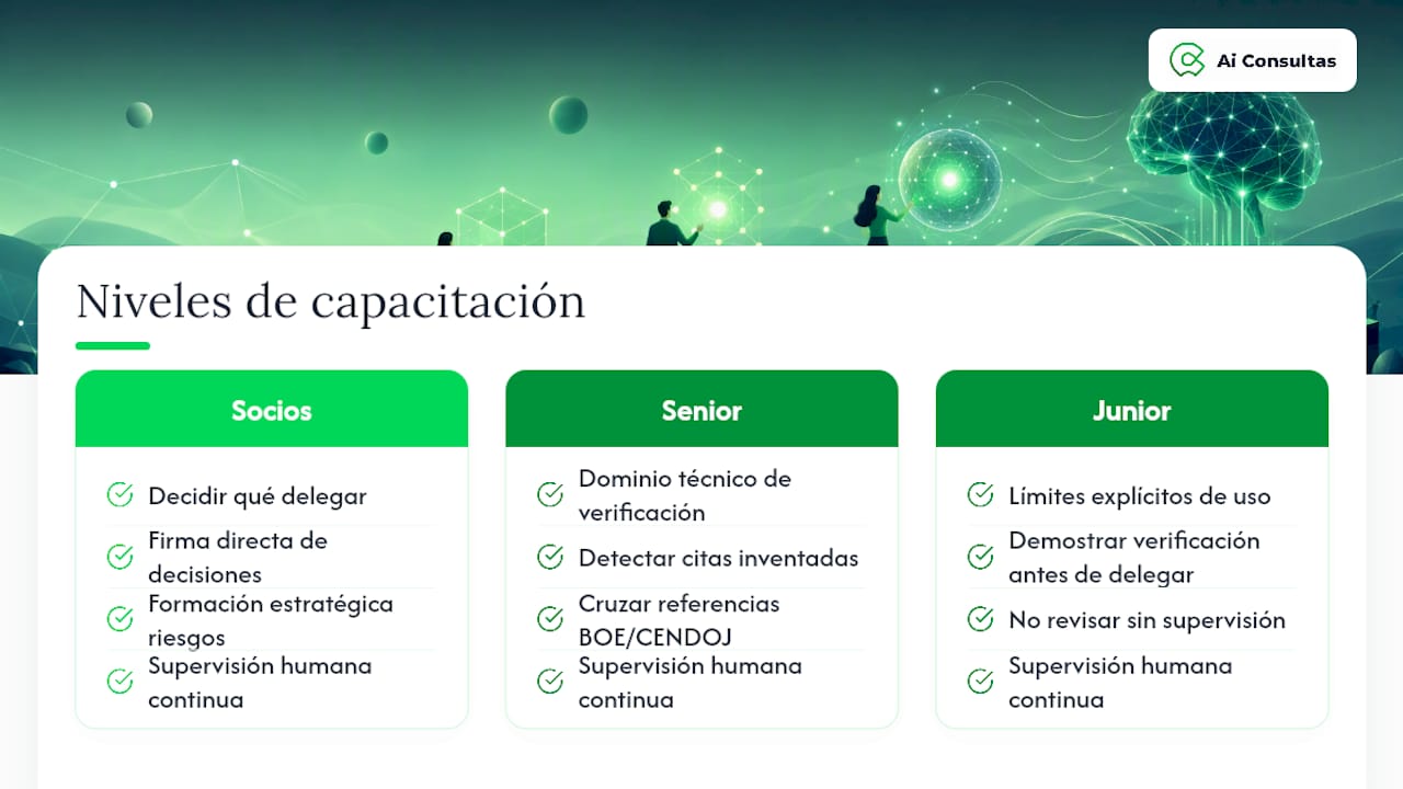 Tres niveles de formación jurídica en IA