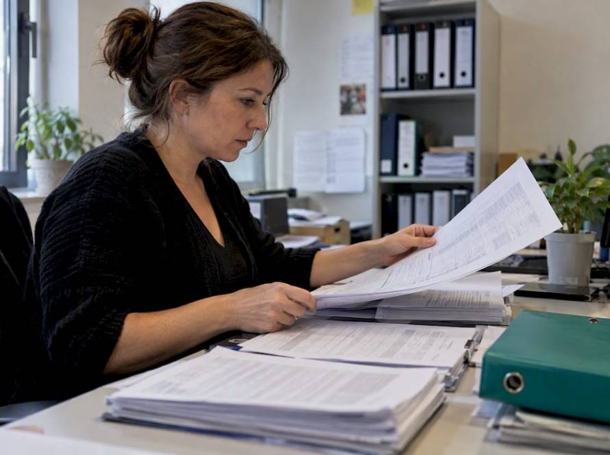 Encargado de nóminas elaborando un registro salarial