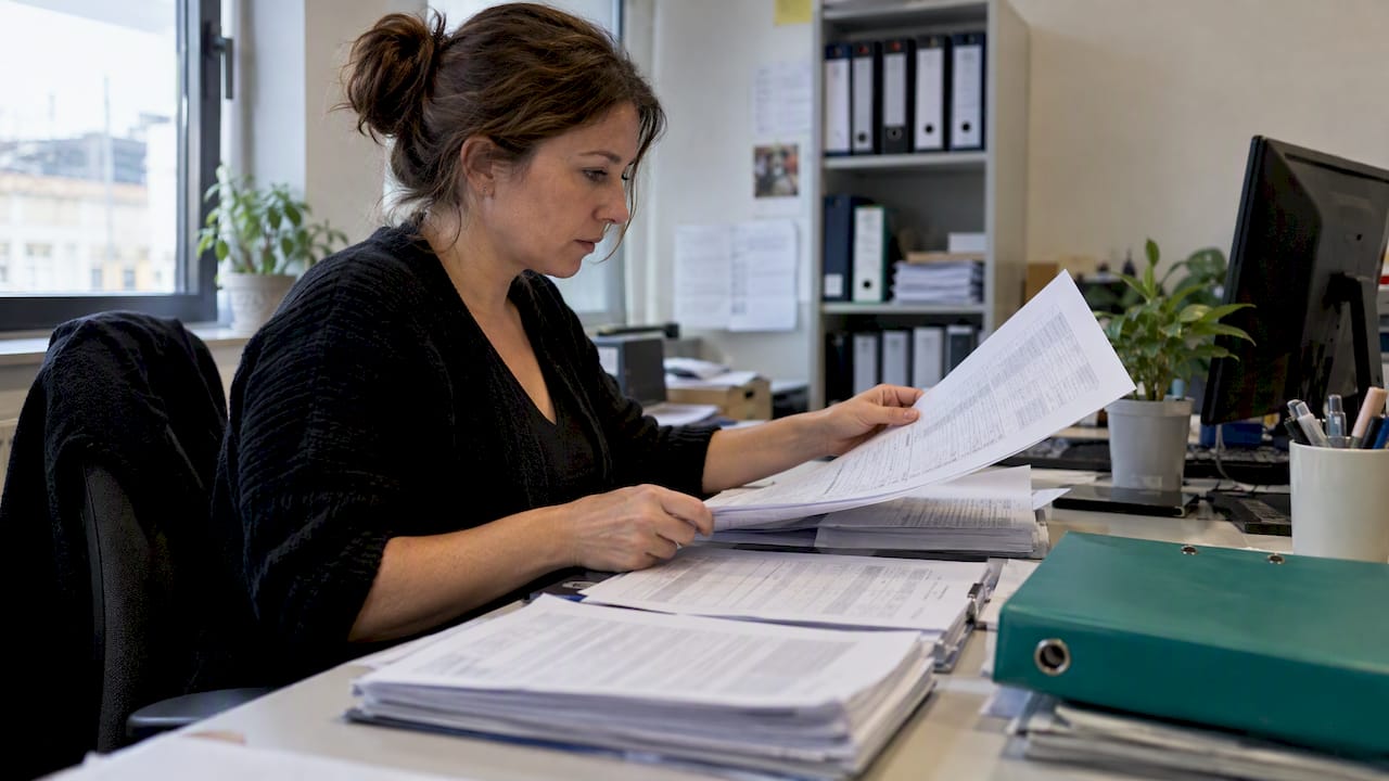 Encargado de nóminas elaborando un registro salarial